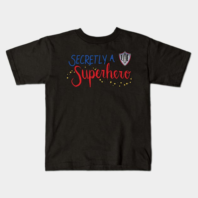 Secretly A Superhero - LOE Michigan (scribble font) Kids T-Shirt by The League of Enchantment